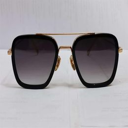 Square Pilot Sunglasses for Men 006 Black Gold Frame Grey Gradient Designer Glasses UV400 Sun Shades with Box255f