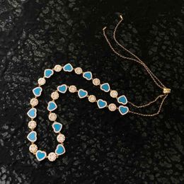 s925 Sterling Silver The summer lovely Yellow Gold Color Multi Sun Lagoon Blue Heart Adjustable Necklace For Women Gift Jewelry Y1254D