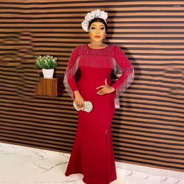 Plus Size Dresses Dress Fashion Solid Colour Fishtail Skirt Elastic Heavy Work Diamond With Tassels And Beads Evening Long