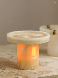 Candle Holders Ahunderjiaz Wabi-sabi Style Natural Marble Furnace Tea Wax Exposure Light Luxury High -end Home Decoration