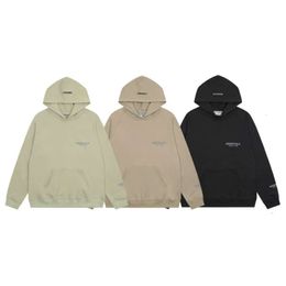 Correct FOG Double Thread ESSENTIALS Flocked Small Letter Reflective Hoodie Loose High Street Hoodie