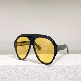 Übergroße Piloten-Sonnenbrille für Damen und Herren, schwarze gelbe Gläser, Sport-Sonnenbrille, UV-Brille mit Box197W