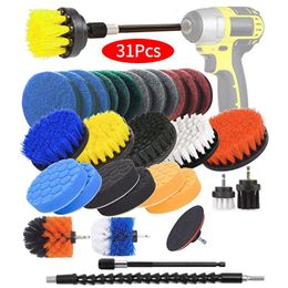 Drill Brush Scrub Pads 31 Piece Power Scrubber Cleaning Kit - All Purpose Cleaner Scrubbing Cordless Drill for Cleaning Pool Til C2292