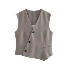 Women's Vests Single Breasted Business Formal Vest For Women Monochrome Asymmetric Design Wasitcoat Party And Prom In Stock 1 Pc