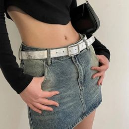 Belts PU Leather Y2k Belt For Women Square Buckle Pin Jeans Black Chic Ladies Vintage Strap Female Waistband