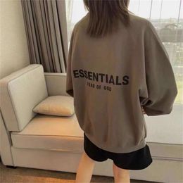 ESSENTIALS Autumn/Winter Back Silicone Letter Round Neck Plush Sweater High Street American Couple Top