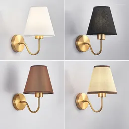 Wall Lamps Fabric Lamp Cloth Lampshade LED Lights Sconces Bedroom Bedside For Living Room Stair Home Decor Interior Lighting