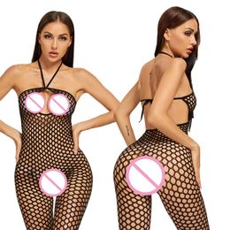 Sexy Lingerie Hollow Out Fishnet Perspective Exotic Bodysuit Woman Sleepwear Lady Costume Fun Black Underwear Set Bodystocking sexy