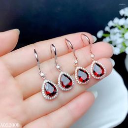 Dangle Earrings KJJEAXCMY 925 Sterling Silver Natural Garnet Ladies Water Drop Eardrop Support Test