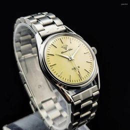 Wristwatches Retro China Shanghai Diamond Traditional Design Mechanical Watches Manual Winding Nostalgic Steel Leather Plexiglass Wrist