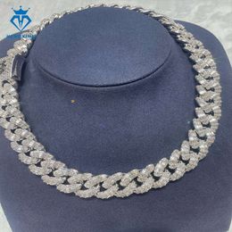 Custom 18mm Cuban Chain Necklace Moissanite 925 Silver Hip Hop Iced Out Vvs Diamond Link