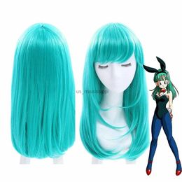 Cosplay Wigs Bulma/Buruma Cosplay Wig 65cm Green Curly Synthetic Halloween Costume Party WigsL240124