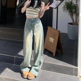 Women's Jeans Fashion Women Pants High Waist Washed Light Blue Straight Streetwear Y2k Vintage Quality Harajuku Clothing Female A847