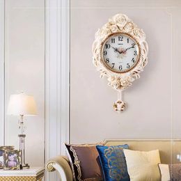 Wall Clocks 20 Inch Luxury Resin Swingable Clock Living Room Hallway Hanging Watches Modern Silent Ornament Home Decoration