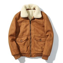 Winter Fleece Collar Jacket Removable Wear-resistant Suede Coat with Fleece Coat
