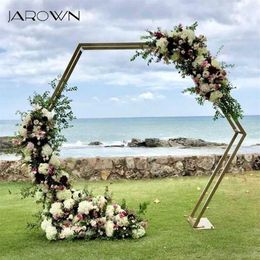 Decorative Flowers & Wreaths JAROWN Hexagon Wedding Arch Gold Black Iron Stand Background Decoration Flower Balloon Door Birthday 217Y