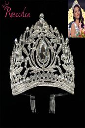 Miss Universe Philippines Crown Tiara Classic Silver Colour Rhinestone Wedding Bridal Tiara RE998 Y2008076975641