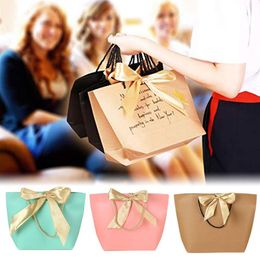 5Pcs Large Size Present Box For Pajamas Clothes Books Packaging Gold Handle Paper Box Bags Kraft Paper Gift Bag With Handle Deco297I