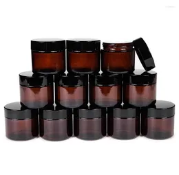Storage Bottles 12 Pcs/Lot 60ml Candle Jars Glass Amber Jar 60cc Cosmetic Containers For Powder Mask Lotion