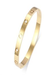 Modedesigner Frau Männer Armreif Schmuck Silber Gold Titan Stahl Schnalle Verschluss Armband mit Original Bag9558803