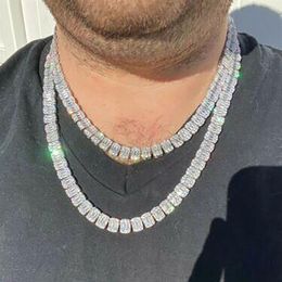 9mm Men's Baguette Tennis Chain &Bracelet 14K White Gold Plated Soild Real Iced Diamond Hip Hop Jewelry for Men Women gifts268a