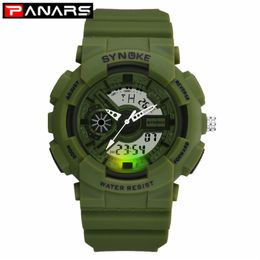 PANARS New Classic Sports Men's Watches Multi-function Alarm EL Lights LED Double Display Digital Wristwatches for Men235G