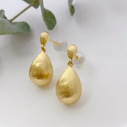 Dangle Earrings MADALENA SARARA 18k Gold Waterdrop Dimensional Shape Wire Drawing Women Jewellery