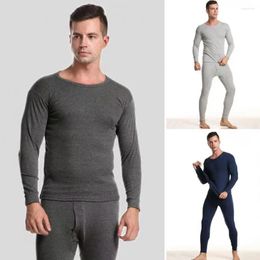Men's Thermal Underwear Set 2-piece Winter Warm Fleece Lined Long Johns Pajama For Men Round Neck Base Layer
