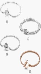 Fine jewelry Authentic 925 Sterling Silver Bead Fit P Charm Bracelets Star Double Circle Bone Chain Rose Gold Safety Chain Pendant DIY beads5603447