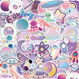 Other Decorative Stickers 50Pcs Cute Gradient Colour Cartoon Planet Nasa Stickers Astronaut Alien Decals Suitcase Scrapbook Phone Lapto Dhohu