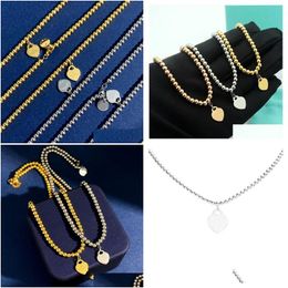 Pendant Necklaces Woman Man Pendant Necklaces Peach Heart Ball Chain Necklace Designer Jewellery Gold/Sier/Rose Bead Complete Brand As W Dhipo