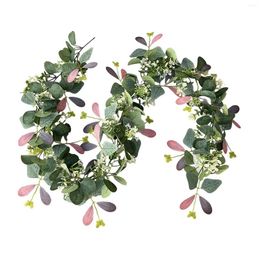 Decorative Flowers Greenery Garland Artificial Eucalyptus 1.8M Vines For Table Holiday Wall Wedding Party Decor