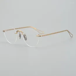 Sunglasses Frames Pure Titanium Men's Eyeglasses Frame DTX108 Glasses Men Rimless Round Prescription Optical Eyewear