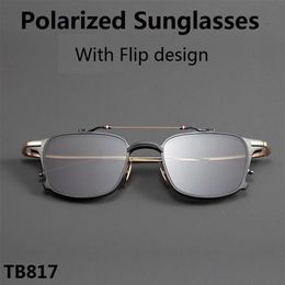 Sunglasses Thom Brand Women Square Frame Flip Clip Myopia Polarised Sun Glasses Men Prescription Eyeglasses Original ClamshellSung253H