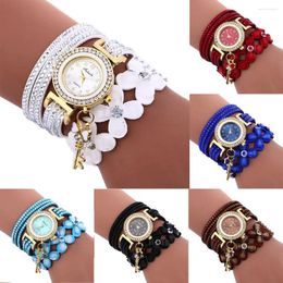 Wristwatches Fashion Chimes Clocks Diamond Leather Bracelet Lady Womans Wrist Watch Round Dial Exquisite Quartz Watches Girl And Women Gift