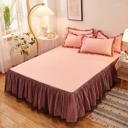 Bed Skirt Ruffled Bedspread Cover Princess Lace Bedsheet Protecor Anti-skid Mattress Solid Colour