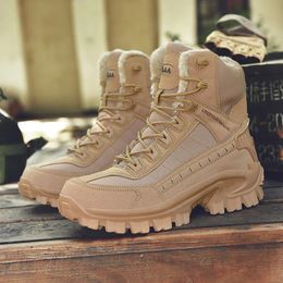 Boots Winter Footwear Men Military Boots Combat Men's Ankle Boots Big Size Warm Fur Tactical Army Desert Boots Climbing Shoes 231212