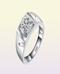 YHAMNI Original Real 925 Sterling Silver Rings for Man Men Wedding Jewellery Ring 1 Carat CZ Diamond Engagement Ring MJZ0118346212