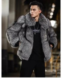 Men's Fur Faux Fur Luxury Winter Warm Jackets Men Warm Furry Coats Faux Fox Fur Outwear for Men Winter Outwear Jackets Black Fur Coat 231211