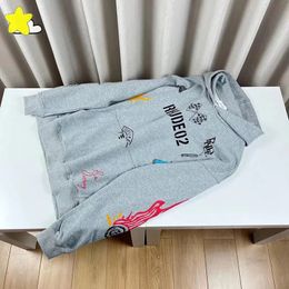 Autumn Winter High Quality Cotton Pullovers Hooded Men Women Loose Full Graffiti Apricot Grey Hoodie