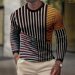 Men's Sweaters Useful Pullover Sweatshirt Breathable Keep Warmth Colour Contrast 3D Print Autumn Sweater
