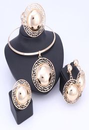 Wedding Bridal Jewellery Sets For Women Necklace Bracelet Earrings Rings Gold Plated Dubai African Beads Statement Accessories4435757528183