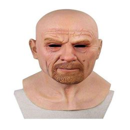 Cosplay Old Man Face Mask Halloween 3d Latex Head Adult Masque Suitable For Halloween Parties Bars Dance Halls Activities G2204123011