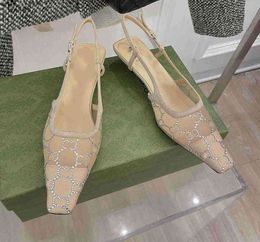 Designer Sling Back Sandals Summer Fashion Women Luxury Rhinestone shoes Wedding Sandles Sliders High Heels Shoes899890