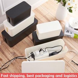 New Cable Storage Box Plastic Power Strip Cable Storage Container Cord Hider Box Cord Organiser Storage Case Socket Box For Home Y266d