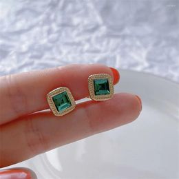 Backs Earrings Black Green White Square Rhinestone Clip For Women Small Geometric Jewellery Non Pierced Ear Cuff Earings Pendientes