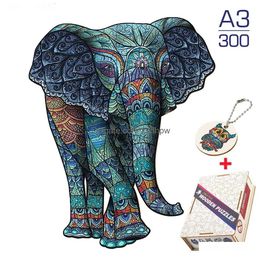 Puzzles Wooden Animal Jigsaw For Adts Kids Brightly Colored Elephant Disc Eagle Intellectual Toy Family Board Drop Delivery Dh1Mv