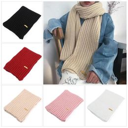 Scarves 1PC Male And Female Winter Warm Knitted Scarf Solid Colour Outdoor Thickened Neckerchief Vintage Wraps Long