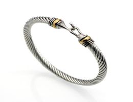 Wholesales(10pcs)Fashion Titanium Stainless Steel Men Hook Bracelet Gold Colour Twist Cable Bracelets & Bangles SD7V6394896