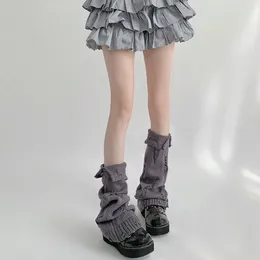 Women Socks Elastic Knitted Leg Warmer Lolita Girls Y2K Warmers Solid Color Japanese Versatile Covers